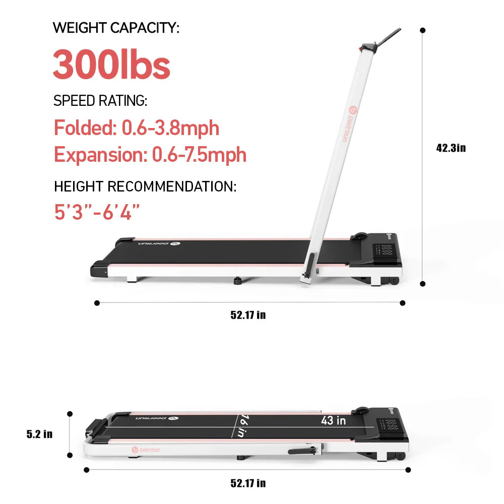 Deerrun A5 Pro Smart 2-In-1 Folding Walkingpad with Handrail