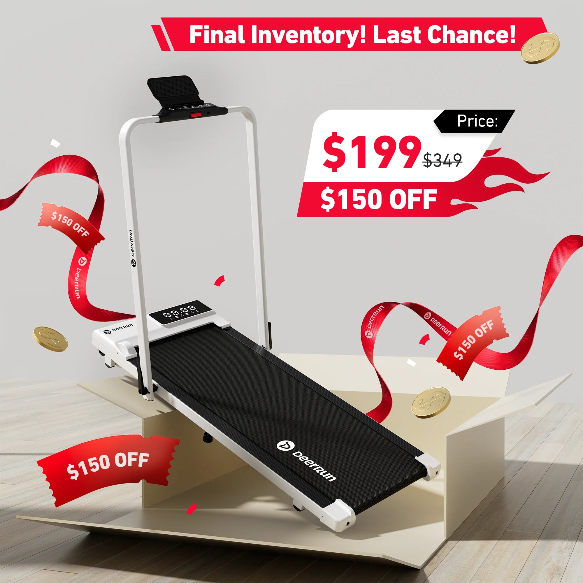 Deerrun A5 Pro Smart 2-In-1 Folding Walkingpad with Handrail