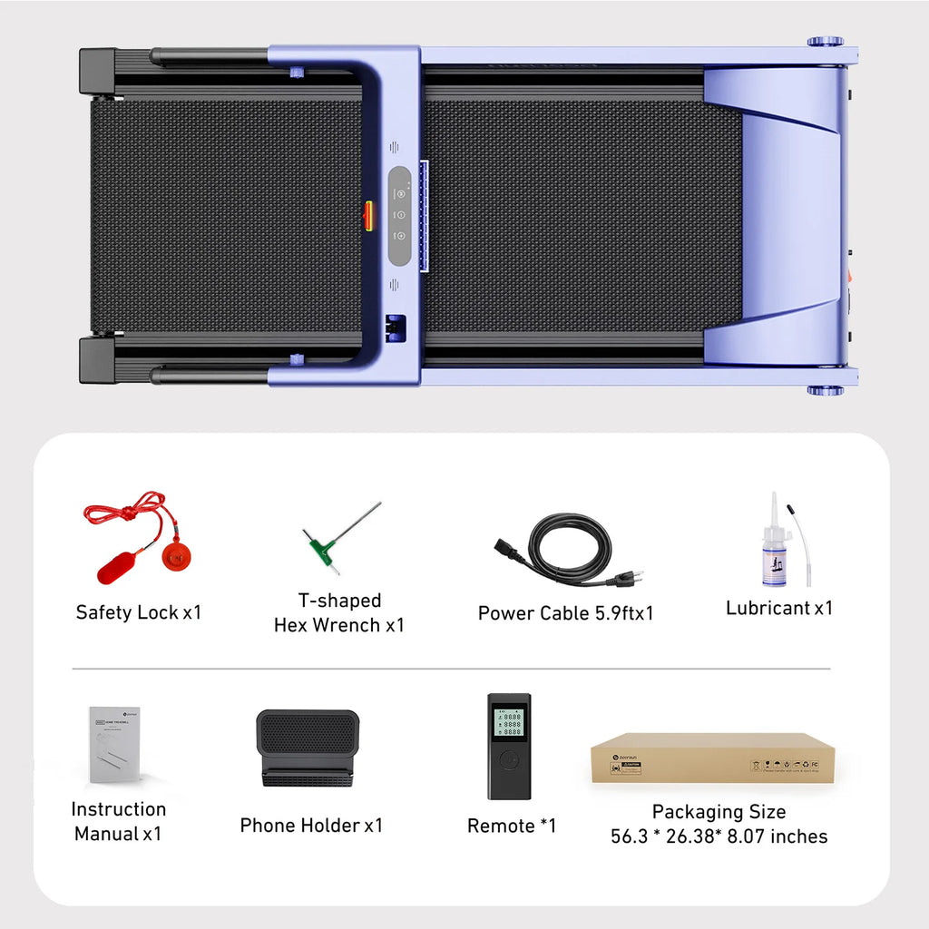 Deerrun All-New 2026 A1 Pro Move+ 6% Incline Foldable Treadmill——Upgraded Chip & NFC Support | 350Lbs, 10Mph Blue